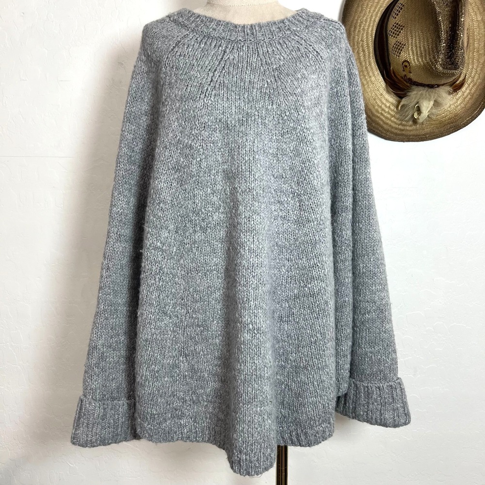 Michael Kors Oversized Gray Chunky Knit Sweater Wool S/M Slouchy Cabin Cottage